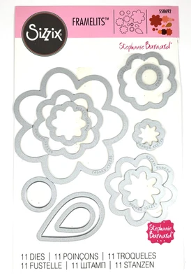 2015 Sizzix Framelits-Flower Layers & Leaf 558692-By Stephanie Barnard-Dies-11pc - Image 1 of 4