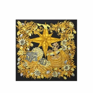 HERMES Carre 90 Scarf Passiflores Silk Black Yellow Gold 90299697 - Picture 1 of 6