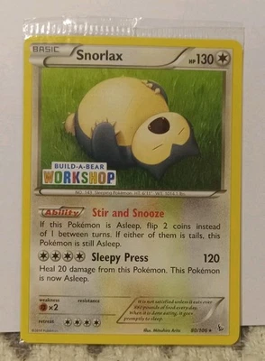 2014 Pokemon Build A Bear Workshop Snorlax 80/106 Card Sealed New MINT - Image 1 of 2