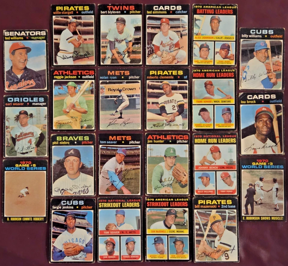 Lote 1971 Topps Salón de la fama (22) Ryan Clemente Jackson Seaver Blyleven RC Yaz ¡Más! L/M Foto 1 de 2