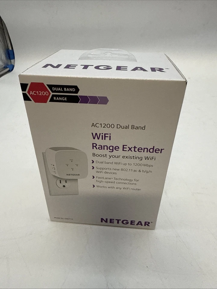 NETGEAR AC1200 WiFi Range Extender - White, Model # EX6110, New In Box - Image 1 of 4