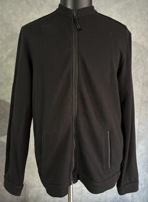 Chaqueta Suéter John Varvatos Cremallera Completa Para Hombre Talla Grande Negra Imitación Cuero Borde Foto 1 de 4