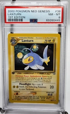 2000 POKEMON NEO GENESIS 1ST EDITION #38 LANTURN PSA 8 - Image 1 of 2