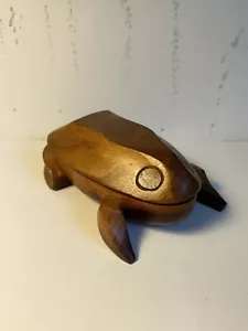 "Caja de baratija de rana tallada a mano sapo 9"" arte popular" - Imagen 1 de 13