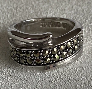 Lia Sophia Marcasite Ring Silver Tone Size 6 Signed Euc Art Deco Vintage Style - Picture 1 of 12
