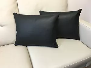 Sofakissen 40x40 cm schwarz 2er Set echt Leder Dekokissen Couchkissen Zierkissen - Bild 1 von 3