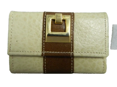 Porta llaves de cuero de vaca color tono dorado beige y marrón nuevo vintage Foto 1 de 4