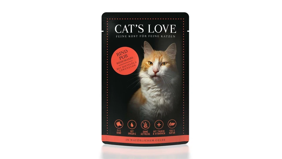 Cat's Love Adult Rind Pur Distel�l L�wenzahn 6x 200 g Nassfutter getreidefrei - Bild 1 von 1
