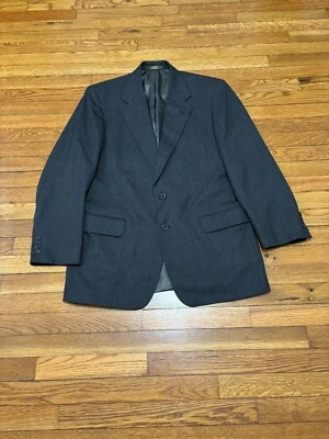 Tom James Mens Blazer Jacket Size 42L Gray Striped 2 Button Wool Sport Coat - Image 1 of 4
