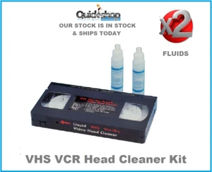 VHS VCR Head Cleaner Kit for Video Tape Cassette AND 2 x 20ML Cleaning Fluids - Picture 1 of 3