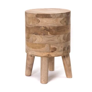 RUNDER TEAK HOCKER "NOVI" | 45 cm, Teak | Schemel, Pflanzenhocker, Holzhocker - Bild 1 von 5