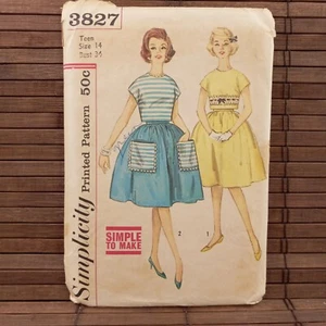 Simplicity 3827 Girls Full Gathered Skirt  Top Size 14 34" Bust Vintage 1960s - Picture 1 of 6