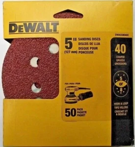 Dewalt DWAS58040C 40er Körnung 5" Scheibe Schleifpapier 5 oder 8 Loch Haken & Schlaufe 50er-Pack - Bild 1 von 1