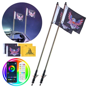 VEVOR 2x 3ft Spiral RGB LED Whip Light Antenna MultiColor Optic For Polaris 4WD - Imagen 1 de 12
