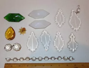 Antike Kristall Prismen Lampe Kronleuchter Geige Pendalog + andere Teile Konvolut #3 - Bild 1 von 11
