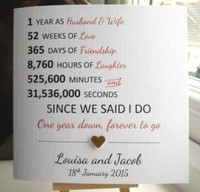1st Anniversary Card 365 Days Together One First Year Wedding Husband Wife Ebay