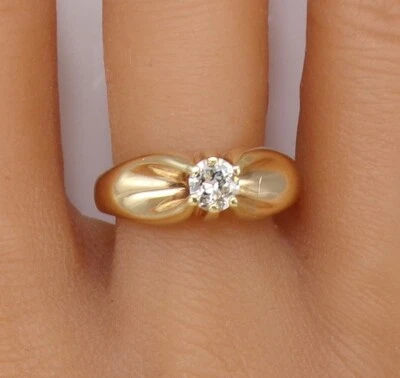 Anillo Belcher de diamantes talla mina de 0,60 quilates de oro amarillo de 14 quilates para hombre talla 12 LMC3 Foto 1 de 4