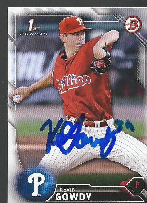 Philadelphia Phillies KEVIN GOWDY Signed 2016 Bowman Card - Image 1 of 1