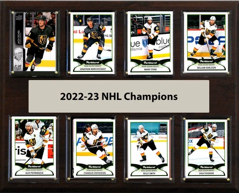 VEGAS GOLDEN KNIGHTS 2022-23 EIGHT CARD STANLEY CUP CHAMPIONS 12X15 PLAQUE Cover
