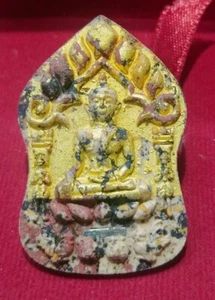Thai Amulet Khun Phaen Konkrok Body Behind Phra Pidta Buried LP Ram Silver Luck - Foto 1 di 8
