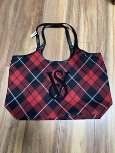 Victoria's Secret Red & Black Plaid Weekender Tote Bag - Brand New with Tags - Picture 1 of 5