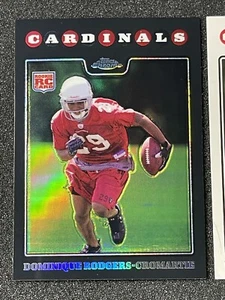 2008 TOPPS CHROME BLACK REFRACTOR + Base Dominique Rodgers Cromortie Rookie RC - Picture 1 of 11