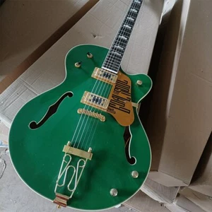 Guitarra Eléctrica de 6 Cuerdas Cuerpo Semi Hueco Oro Hardware Pastillas HH 1V1T Verde - Imagen 1 de 10