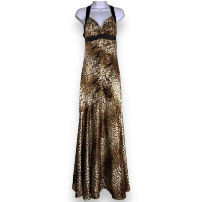 Size 5/6 Y2K Morgan & Co Leopard Mermaid Formal Dress Sweetheart Neckline Satin - Image 1 of 4