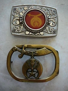 Konvolut 2 Shriners Freimaurer Masons Buckle 1980 Messing Baron und 60er Jahre Silber - Bild 1 von 6