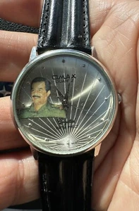 VINTAGE Omax WATCH SADDAM HUSSEIN SPECIAL EDITION QUARTZ SILVER 1990'S - Picture 1 of 5