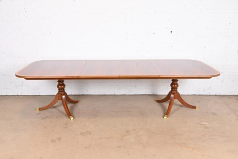 Ethan Allen Georgian Banded Flame Mahogany Double Pedestal Dining Table Cover