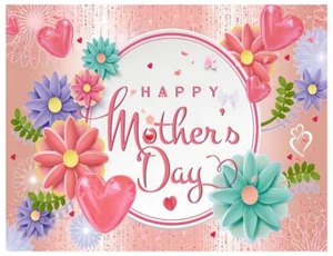 7x5ft Mother’s Day Pink Flower Backdrop Festival Party Decoration Supplies - Picture 1 of 6