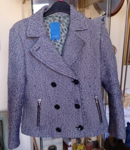 ESCADA Wool / Nylon Blue Striped Jacket SIZE 38 - UK 10 - Picture 1 of 9