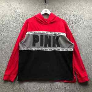 Pink Victoria's Secret Sweatshirt Hoodie Women's Large L Graphic Red White Black