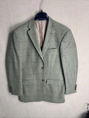 Hombres Paul Frederick Sage Lana Nylon Cuero Botones Dos Botones Abrigo Deportivo 42L Foto 1 de 4