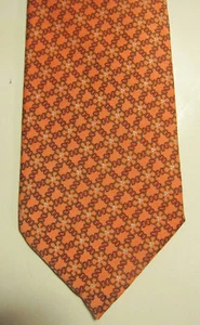 GORGEOUS Brioni Soft Orange With Gold and White Floral Long Silk Tie Italy - Picture 1 of 5