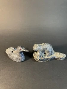 Wolf Original Vintage Biber & Loon Skulpturen Kanada - Bild 1 von 24