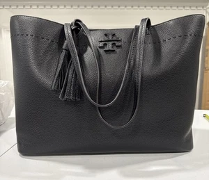 Tory Burch Mcgraw Black Tote Bag - Picture 1 of 14