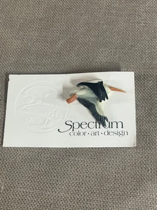 White Pelican Pin Brooch Spectrum Art Design English Yew - Picture 1 of 6