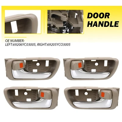 Manija interior beige puerta trasera delantera cromada 4 piezas para Toyota Camry 2002 2003-2006 Foto 1 de 4