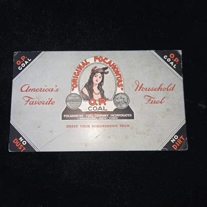 Original Vintage Pocahontas O. P. Coal Blotter 6 in paper 1 Broadway NY - Picture 1 of 5