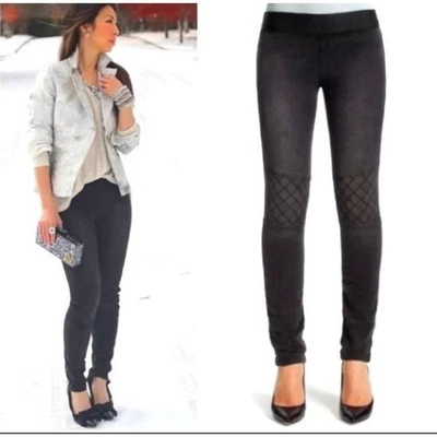 CAbi Jeans 516 Black Moto Stitch Skinny Leggings size 8 Pull On Elastic Waist - Image 1 of 4