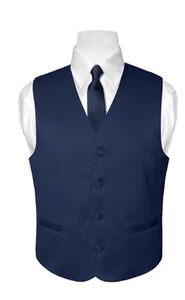 BOY'S Dress Vest & NeckTie Solid NAVY BLUE Color Neck Tie Set Boys Tux Size 4 - Picture 1 of 3