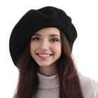 XXL 100% Wool French White Beret Hats for Women Man Painter hat Classic Black