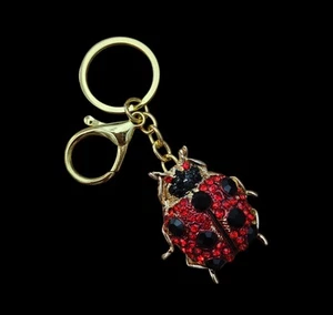 Betsey Johnson funkelnder Strass Marienkäfer Tasche Swag Glitzer Schlüsselanhänger Clip Anhänger - Bild 1 von 1
