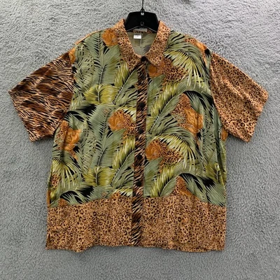 WE BE BOP рубашка женщин 1 X блузка на пуговицах верхний цветочный зеленый черный - Изображение 1 из 4