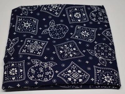 CRANSTON BLUE WHITE BANDANA PRINT cotton fabric piece 16" X 36" QUILT CRAFTS - Image 1 of 4