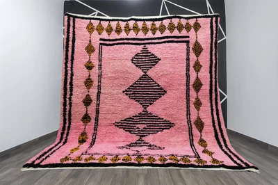 Pink Beni ourain rug for living room, Moroccan Pink Rug , berber Colorful Berber - Image 1 of 4