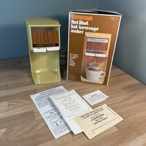 1973 Sunbeam Hot Shot Hot Beverage Maker 17-13 Wood Grain WORKS BUT NEEDS REPAIR - Picture 1 of 19