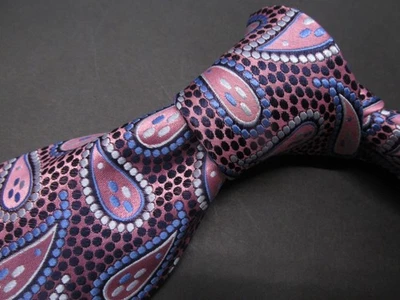 Corbata de diseñador XMI Platinum para hombre de seda rosa azul cachemira 61" L x 3,5" CC27 Foto 1 de 4
